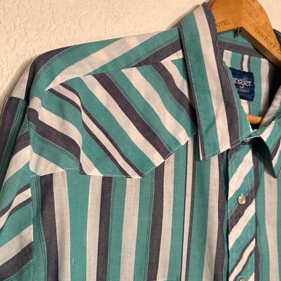 Vintage Wrangler Western Shirts Men's Pearl Snap Long Sleeve‎ Shirt 2XL - Picture 6 of 11